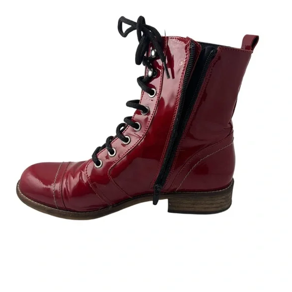 Unity In Diversity Red Patent Combat Boots - Picture 5 of 13
